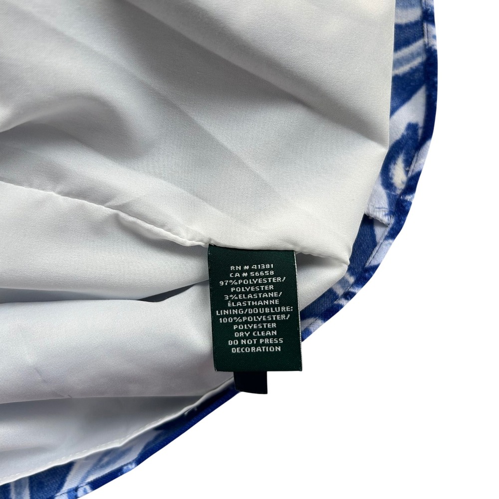 Lauren Ralph Lauren Dress Womens 2 Blue White Damask Scroll Print Sleeveless Zip - Picture 3 of 9